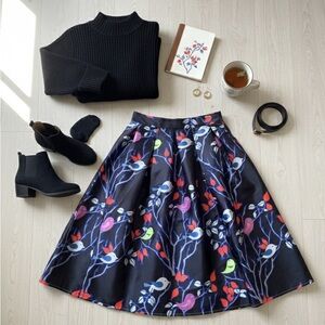 Matilda by True Love Whimsical Bird & Berry Midi Skirt - Size Medium